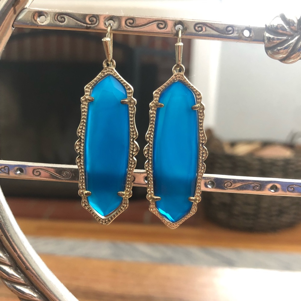 Kendra Scott teal agate/gold Francie earrings